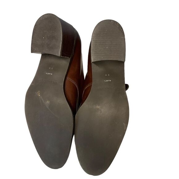 Bandolino Alanta Brown Leather Buckle Monk Strap Stacked Heel Shoes Size 9 - Picture 10 of 13